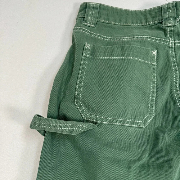 Garage Wide Leg Cargo Jeans Womens Size 1 Green Denim High Rise Pockets - Picture 12 of 12